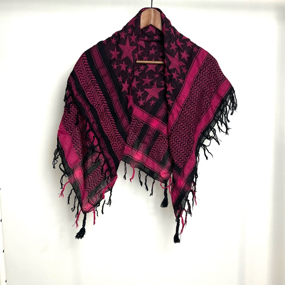 Pink and black star square scarfs with tassels